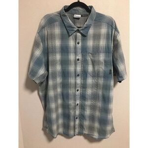 Men's Columbia Short Sleeve Global Adventure S/S Shirt Whale Plaid Blue Grey XXL